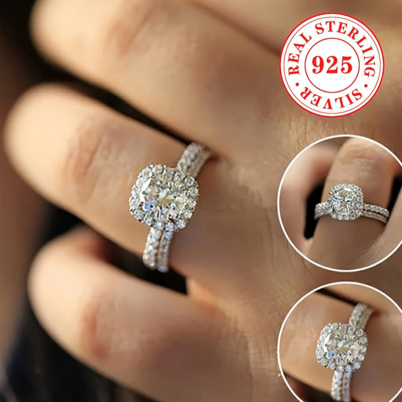 Celebrate your love with our Valentine's Day 2-Piece Engagement Ring Set for Women, crafted from 4.9g of 925 Sterling Silver. Featuring a classic 4-Prong Solitaire design with sparkling Cubic Zirconia stones, this elegant set is perfect for weddings