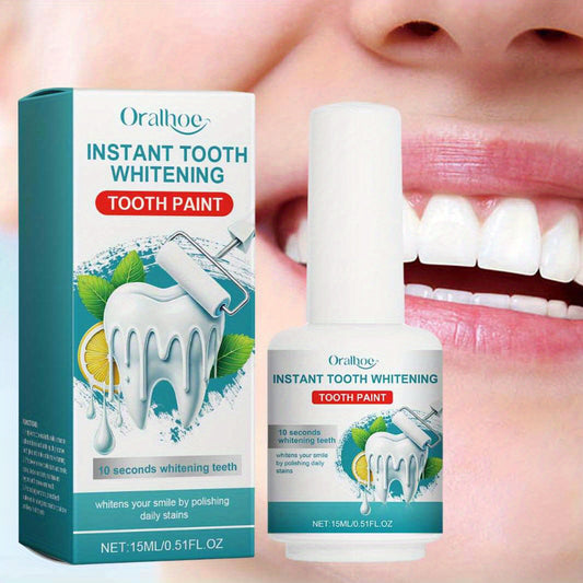 15ml Oralhoe Instant Teeth Whitening Tooth Paint in Peppermint flavor. Gluten-free paste for basic cleaning with Citric Acid, Xylitol, Ascorbic Acid & Natural Extracts.