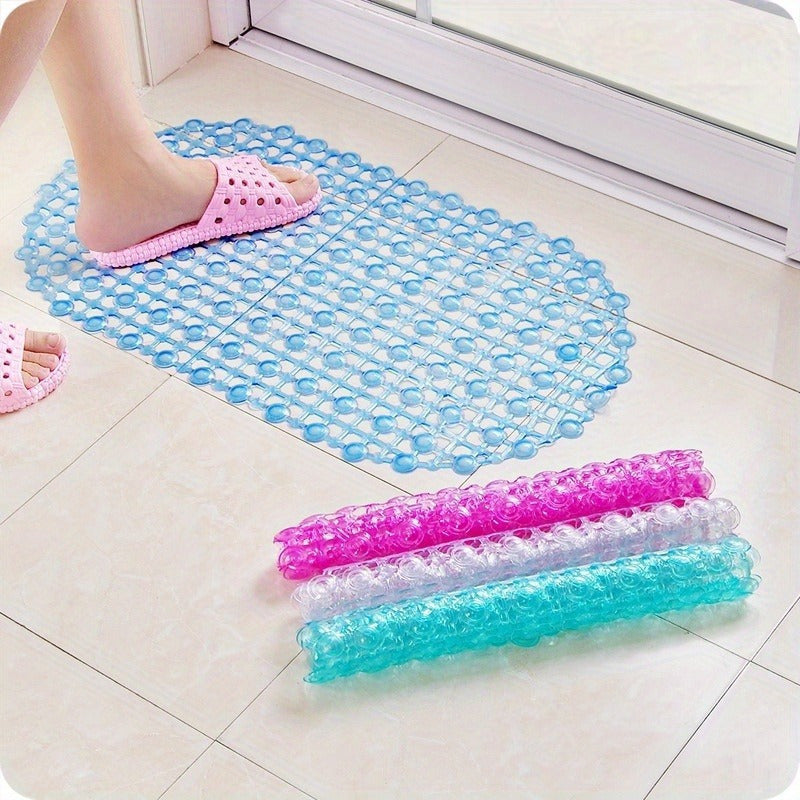 Non-Slip PVC Bath Mat with Powerful Suction Cups - One Piece Shower Mat featuring Massage Bumps, Easy to Hand Wash Foot Pad for Bathroom Safety