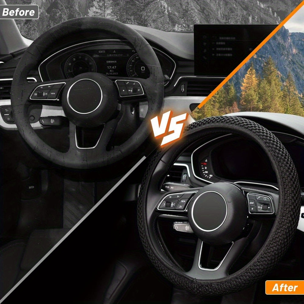 Microfiber steering wheel cover for all seasons, anti-slip and odorless