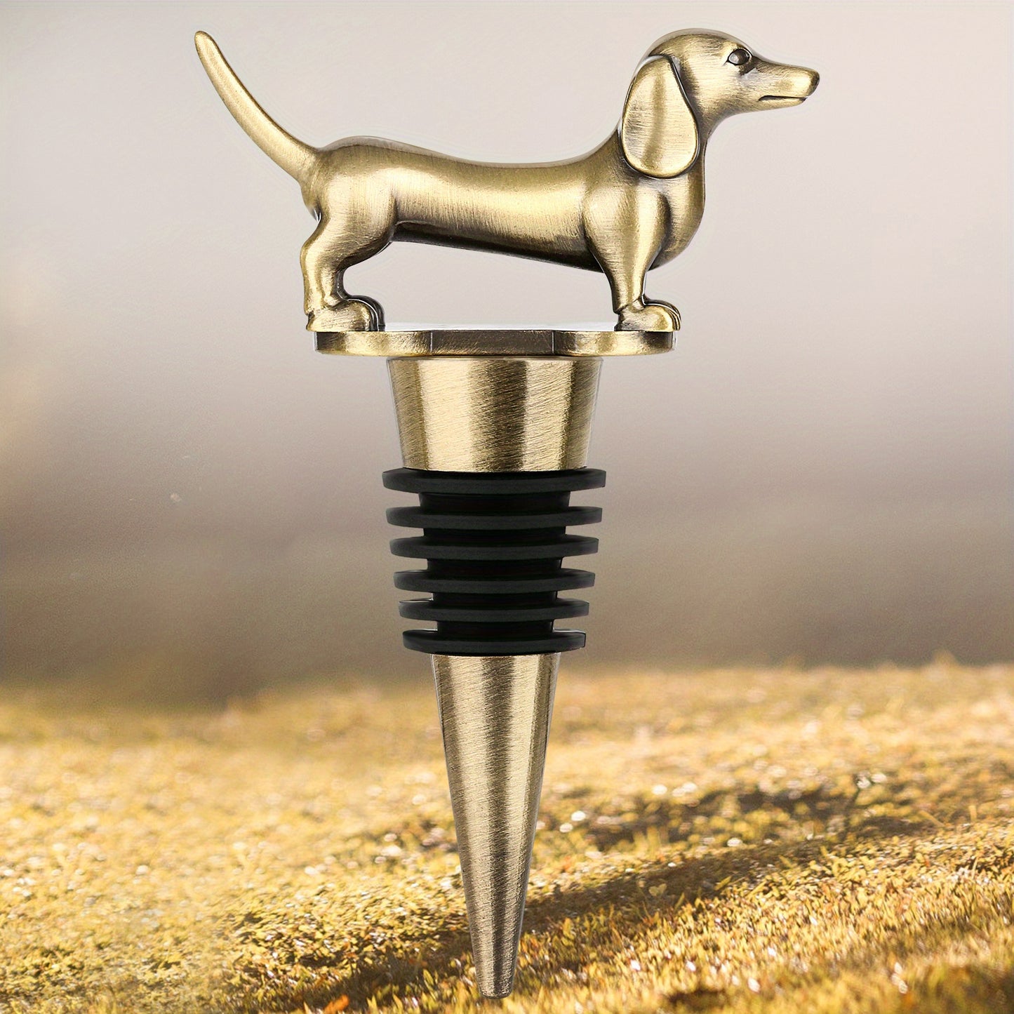 Dachshund-shaped red wine stopper, ideal for birthdays, holidays, and parties.