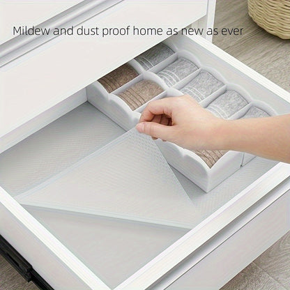 Premium PVC kitchen cabinet liner with non-slip grip, moisture-proof, waterproof, and dust-proof features. Easy to clean and ideal for home and office use, refrigerator shelf mats.