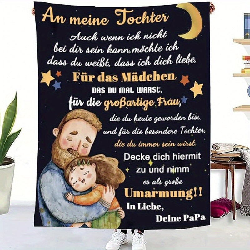 Warm and Inviting German-Inspired Flannel Throw Blanket 'To My Daughter' - Ideal for All Seasons, Great for Snuggling on the Couch or Bed, Featuring a Heartwarming "I Love You And I Enjoy Your Company" Design, Made with Soft and Cozy Flannel Material.