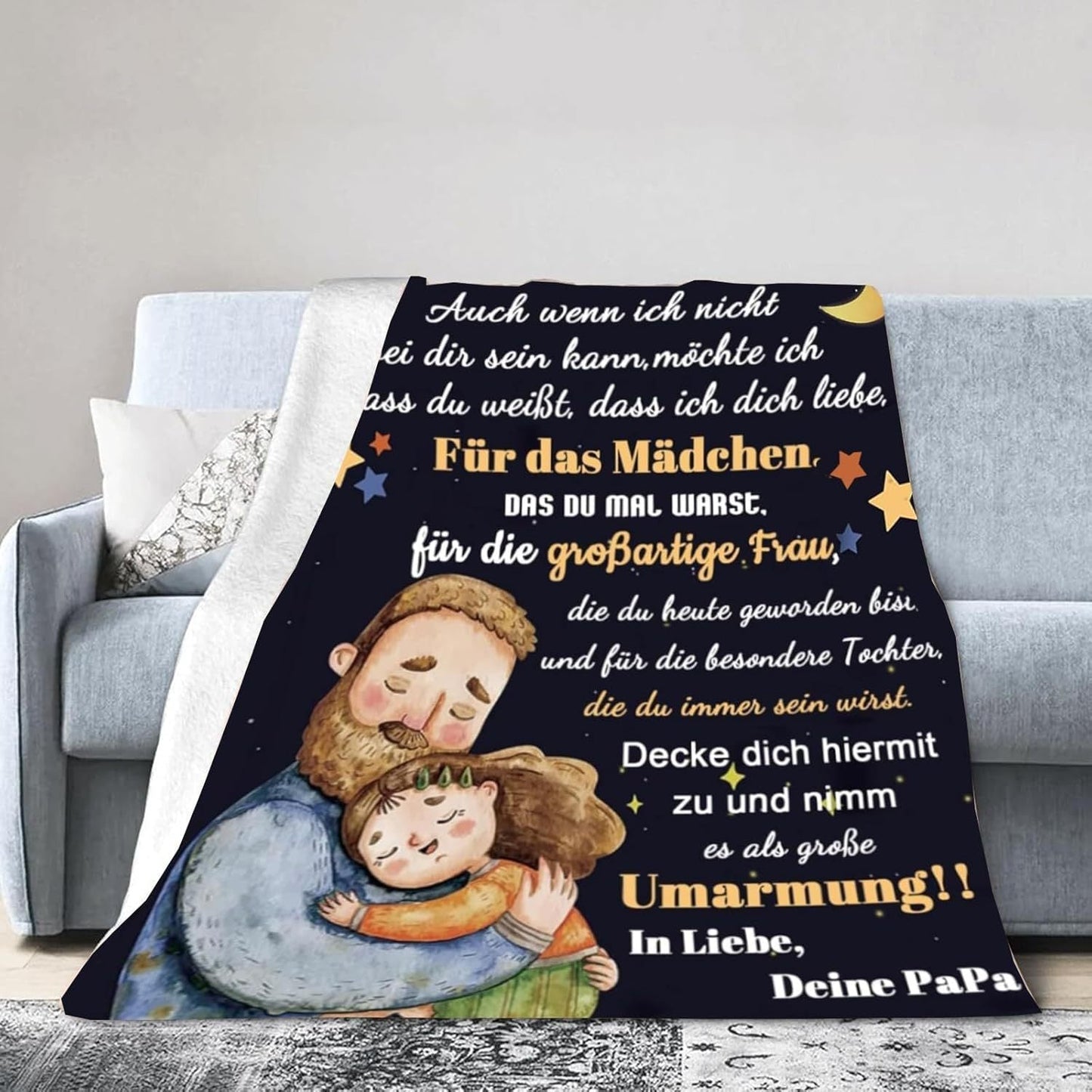 Warm and Inviting German-Inspired Flannel Throw Blanket 'To My Daughter' - Ideal for All Seasons, Great for Snuggling on the Couch or Bed, Featuring a Heartwarming "I Love You And I Enjoy Your Company" Design, Made with Soft and Cozy Flannel Material.