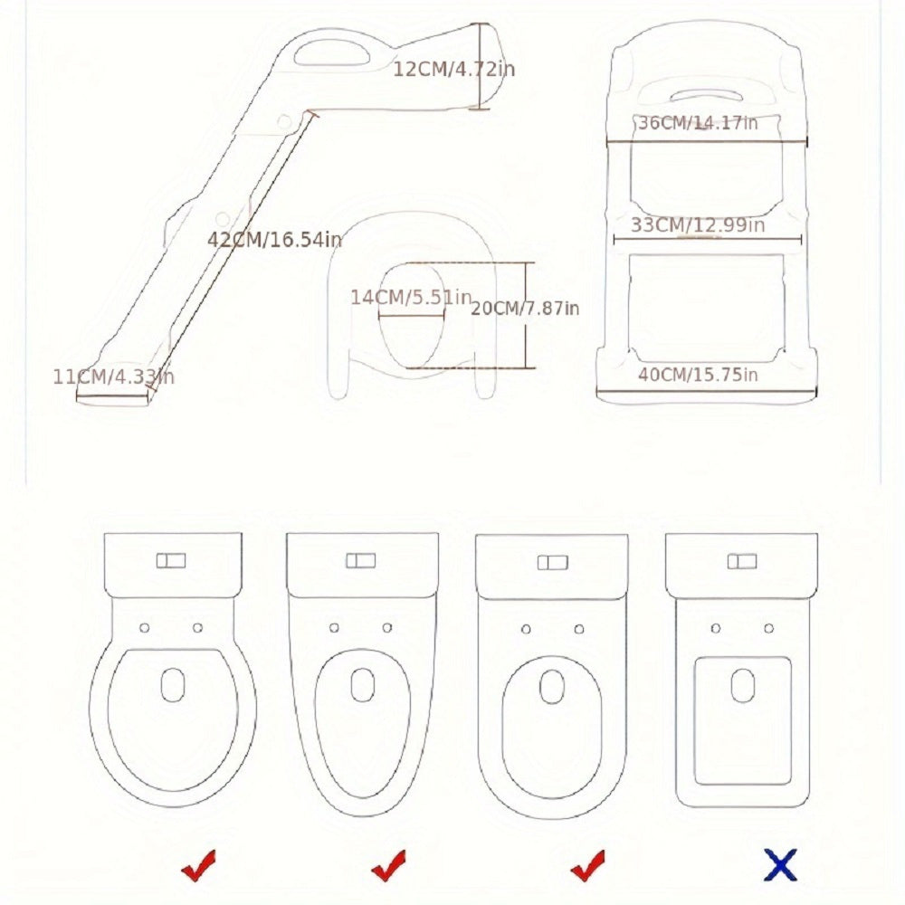 Toilet ring holder with folding ladder stool.