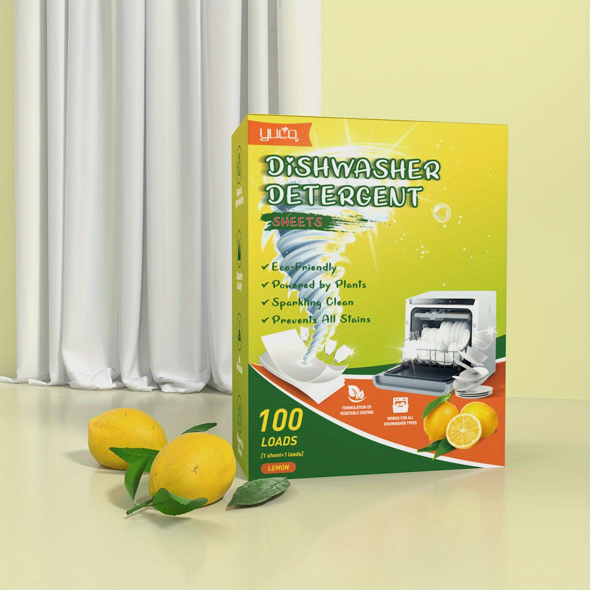 Experience the cleaning power of 100LOADS Lemon Scent Dishwashing Tablets. Quickly dissolve oil stains for washing and cleaning. Remove tough grease and brighten dishes with ease. Gentle on hands for both hand washing and dishwasher use.