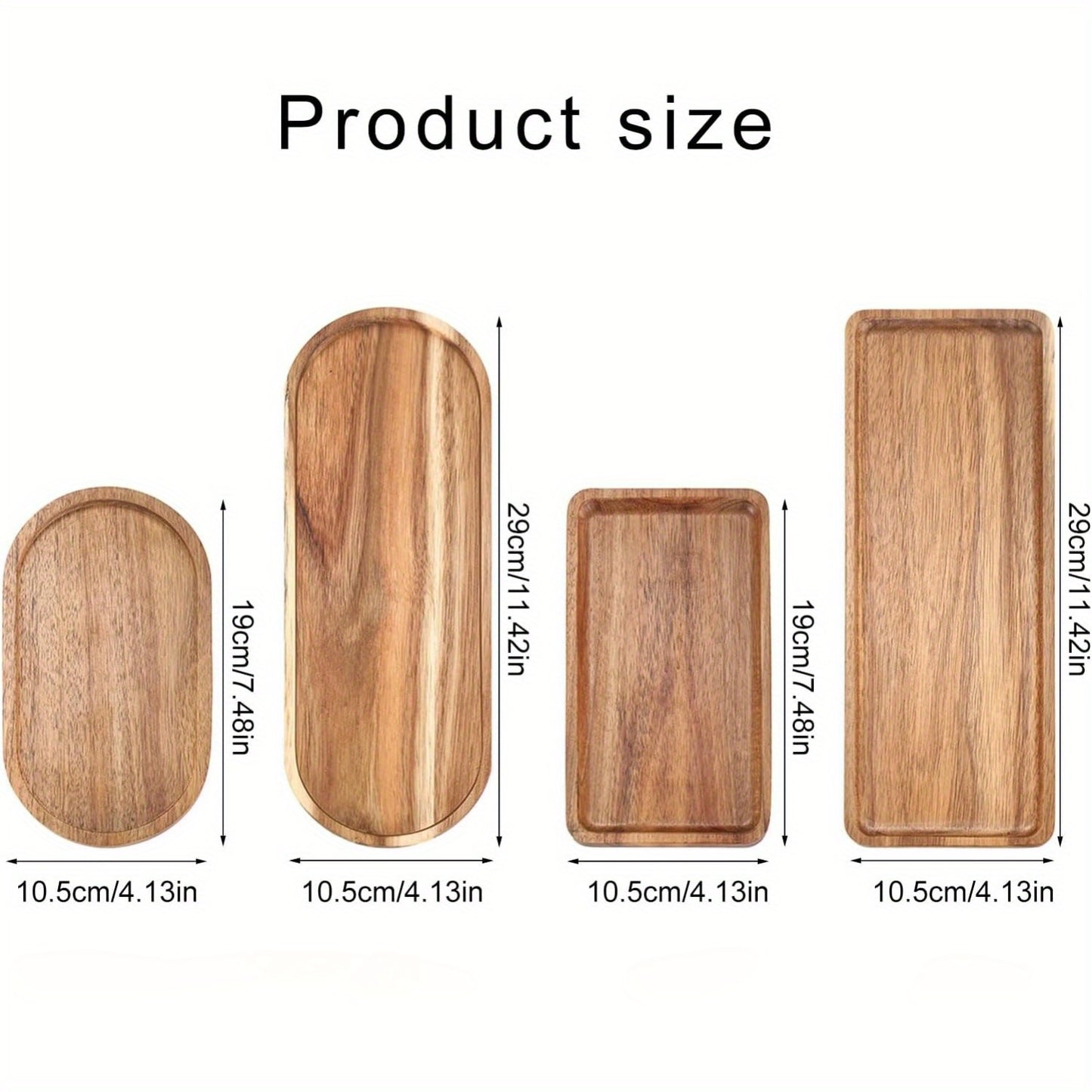 Wooden multipurpose tray for snacks, breakfast, dining, and home decor. Non-food contact safe with a natural wood design and grain.