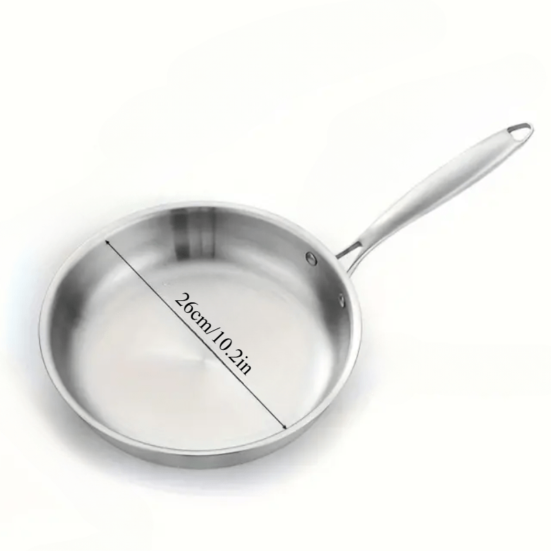 Durable Stainless Steel Frying Pan with Premium Non-Stick Coating - Ideal for Cooking Steak, Pancakes, and More! Easy to Clean, Versatile Kitchen Cookware for Home or Restaurant.