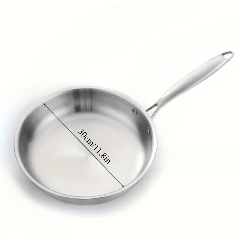 Durable Stainless Steel Frying Pan with Premium Non-Stick Coating - Ideal for Cooking Steak, Pancakes, and More! Easy to Clean, Versatile Kitchen Cookware for Home or Restaurant.