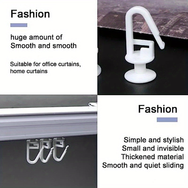 20 Easy-Install White Plastic Curtain Hooks for Pencil Pleats in Contemporary Style, with Hanging Capability and Sleek Finish.