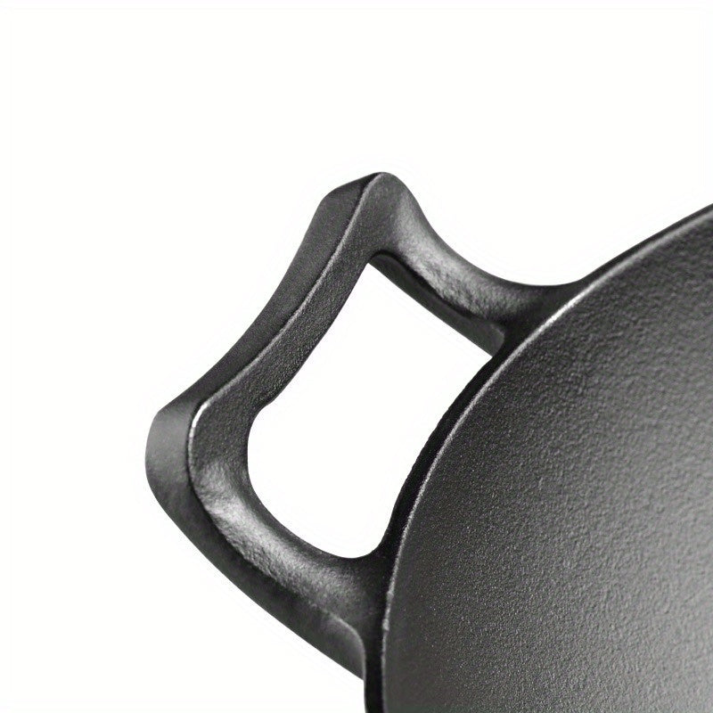 Traditional Thickened Cast Iron Wok with Lid and Dual Handles for Efficient Heat Conduction, Durable Kitchen Cookware