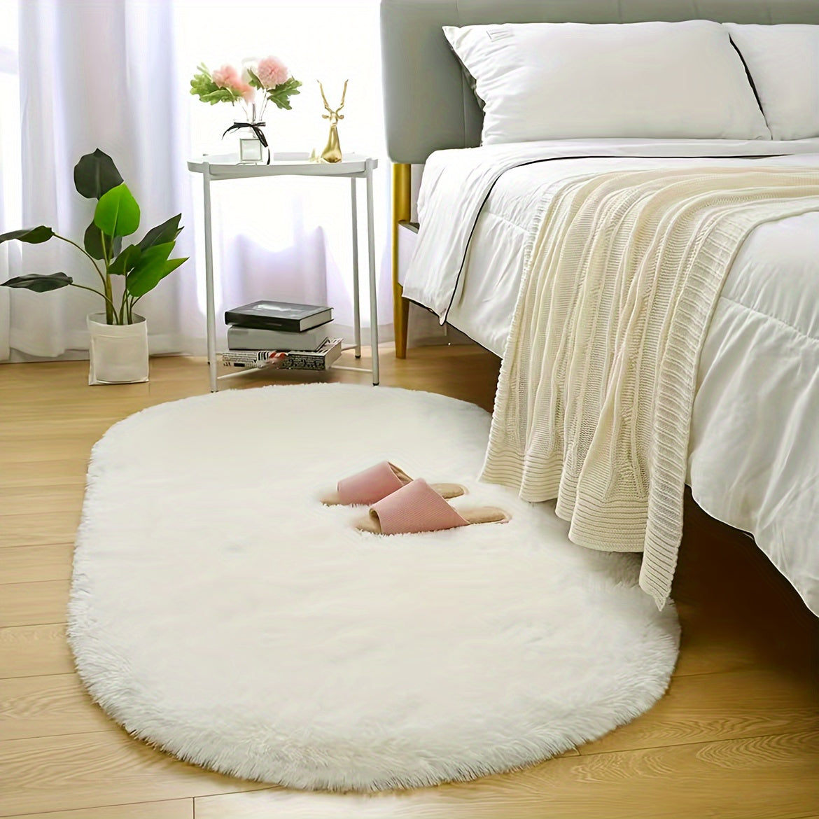 Luxurious Soft & Fluffy Area Rug for Living Room and Bedroom - Machine Washable, Non-Slip Polyester Carpet for Home Decor