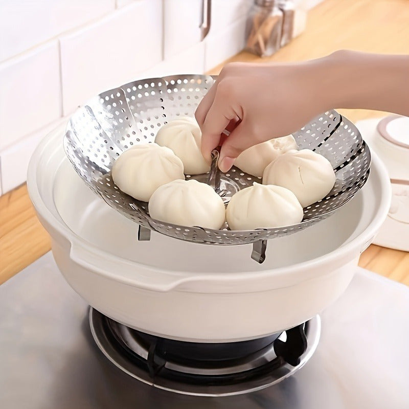 Multi-purpose Stainless Steel Collapsible Steamer - Convenient Cooking Rack for Both Kitchens and Dining Areas