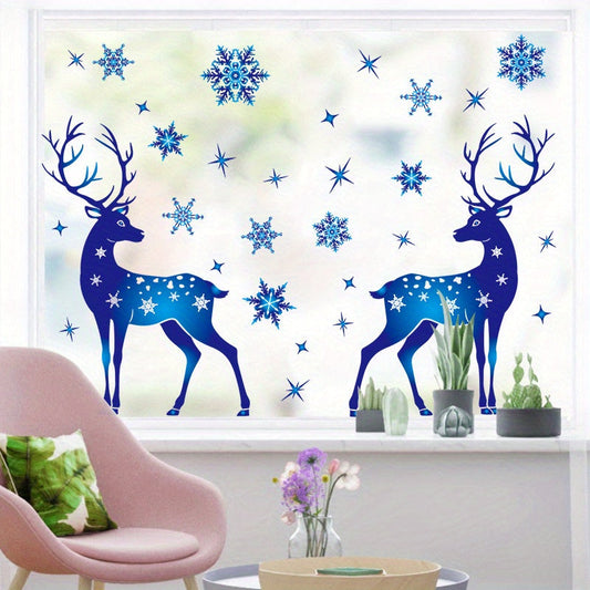 Decorate your home with the Rustic Blue Reindeer & Snowflake Window Clings! These festive static stickers are perfect for holiday glass decoration, no electricity needed. Add some Christmas cheer to your home or outdoor space.