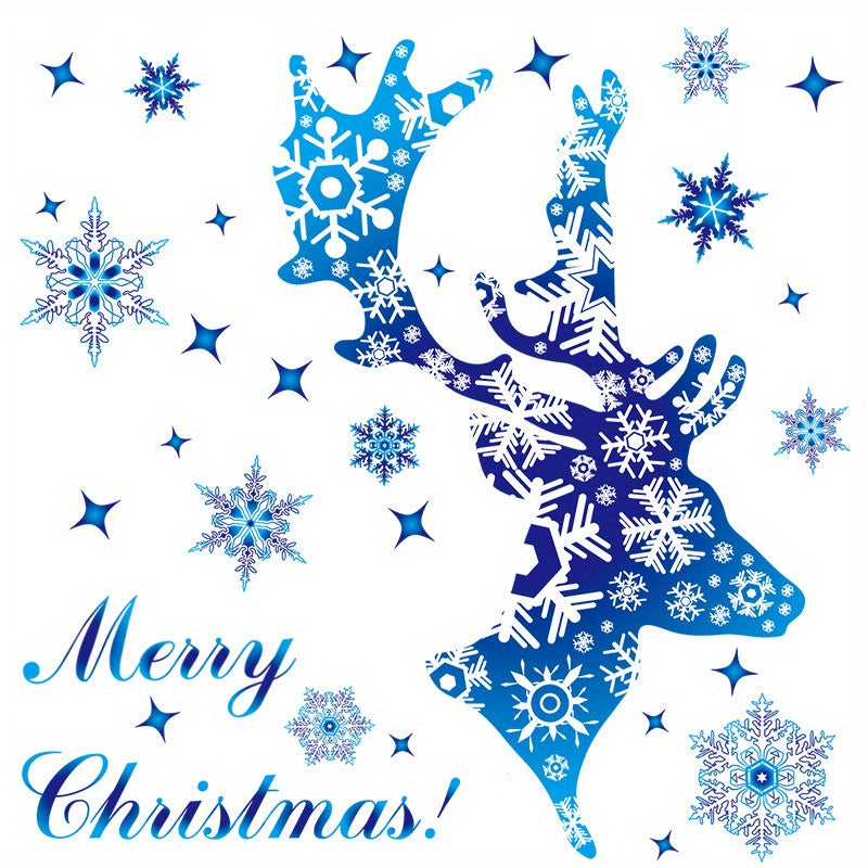 Decorate your home with the Rustic Blue Reindeer & Snowflake Window Clings! These festive static stickers are perfect for holiday glass decoration, no electricity needed. Add some Christmas cheer to your home or outdoor space.