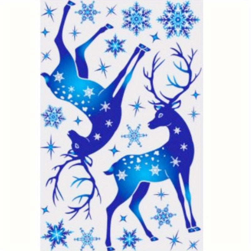 Decorate your home with the Rustic Blue Reindeer & Snowflake Window Clings! These festive static stickers are perfect for holiday glass decoration, no electricity needed. Add some Christmas cheer to your home or outdoor space.