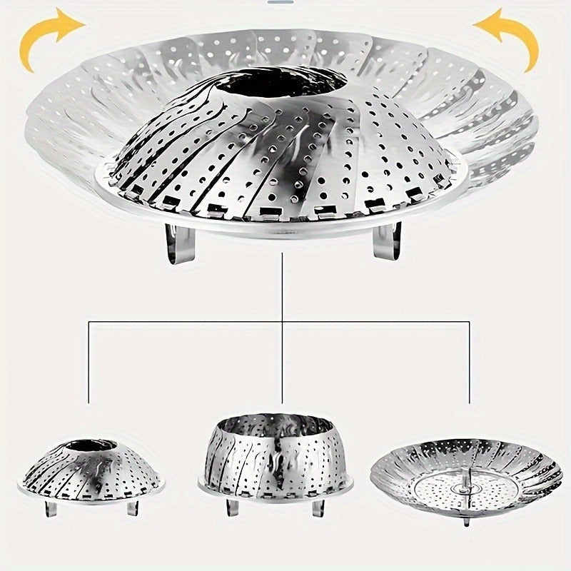 Collapsible Steamer Made of Stainless Steel - A Versatile Cooking Rack Ideal for Kitchens and Dining Areas