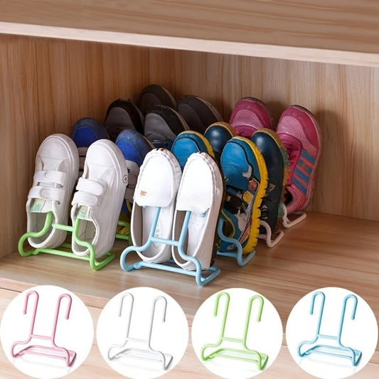 Set of 4 Sturdy Plastic Shoe Organizers - Multipurpose, Portable Storage Solution for Sports and Casual Shoes, Floor Mountable, No Power Required, Suitable for Different Room Settings