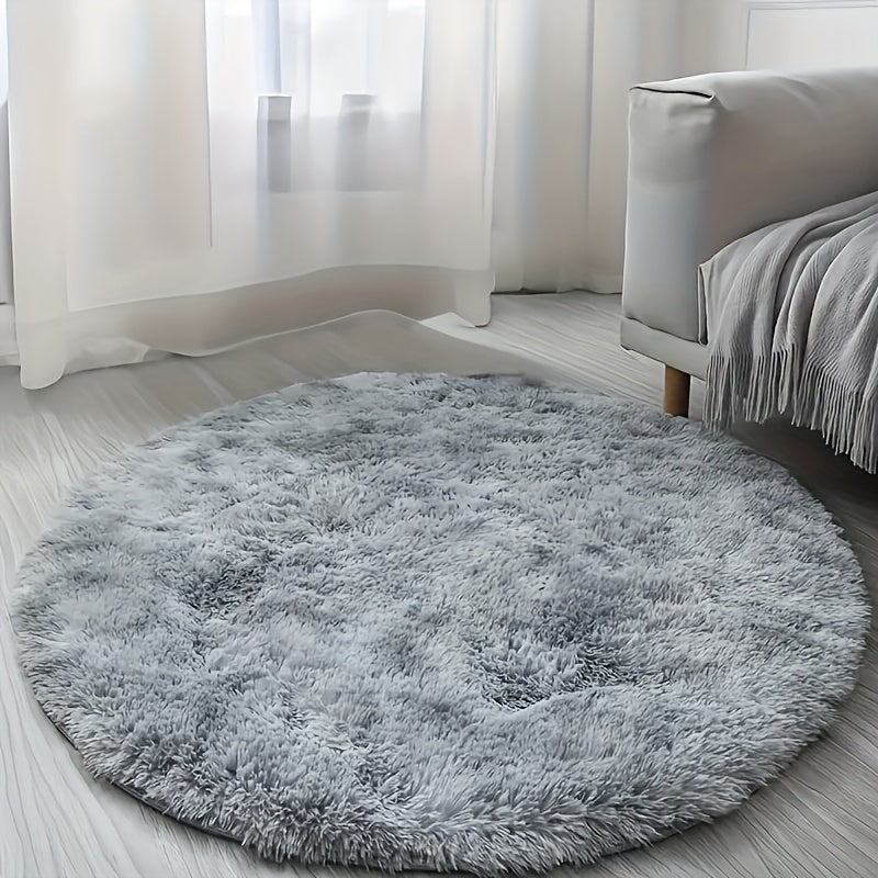 Soft and luxurious PV Velvet Shaggy Area Rug in Tie Dye Gray, perfect for adding cozy style to your bedroom or living room. This non-slip fluffy rug is ideal for shaggy home decor in any room.