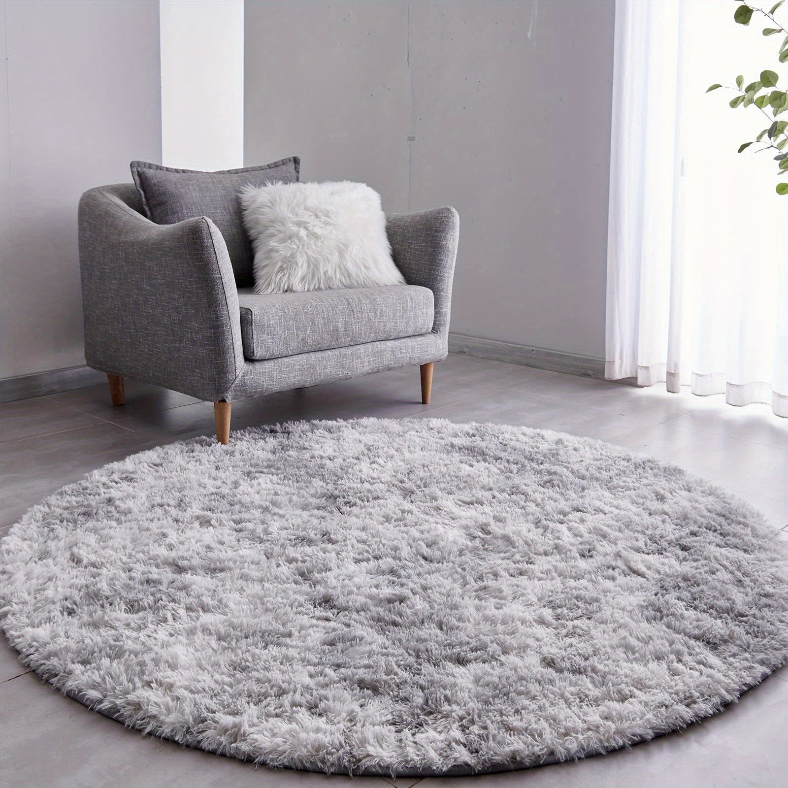 Soft and luxurious PV Velvet Shaggy Area Rug in Tie Dye Gray, perfect for adding cozy style to your bedroom or living room. This non-slip fluffy rug is ideal for shaggy home decor in any room.