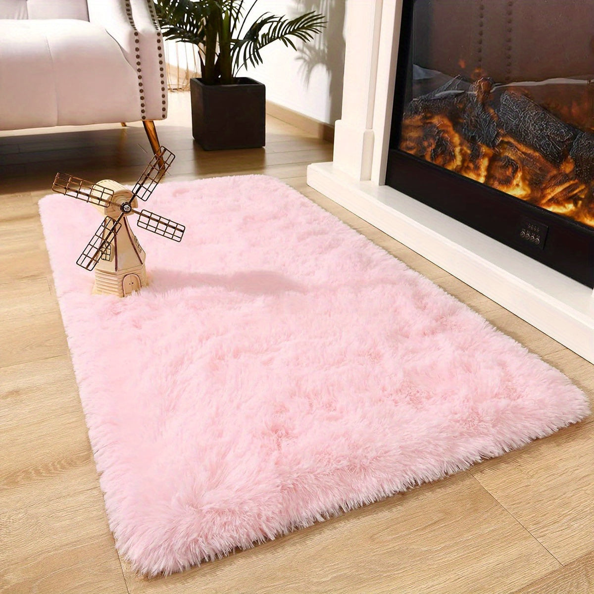 1-piece soft and fluffy girly pink plush area rug with tie dye design, perfect for living room, bedroom, entryway, or hallway. Non-slip large rug for added safety. Easy to care for, this shag rug adds a cozy touch to your home decor.