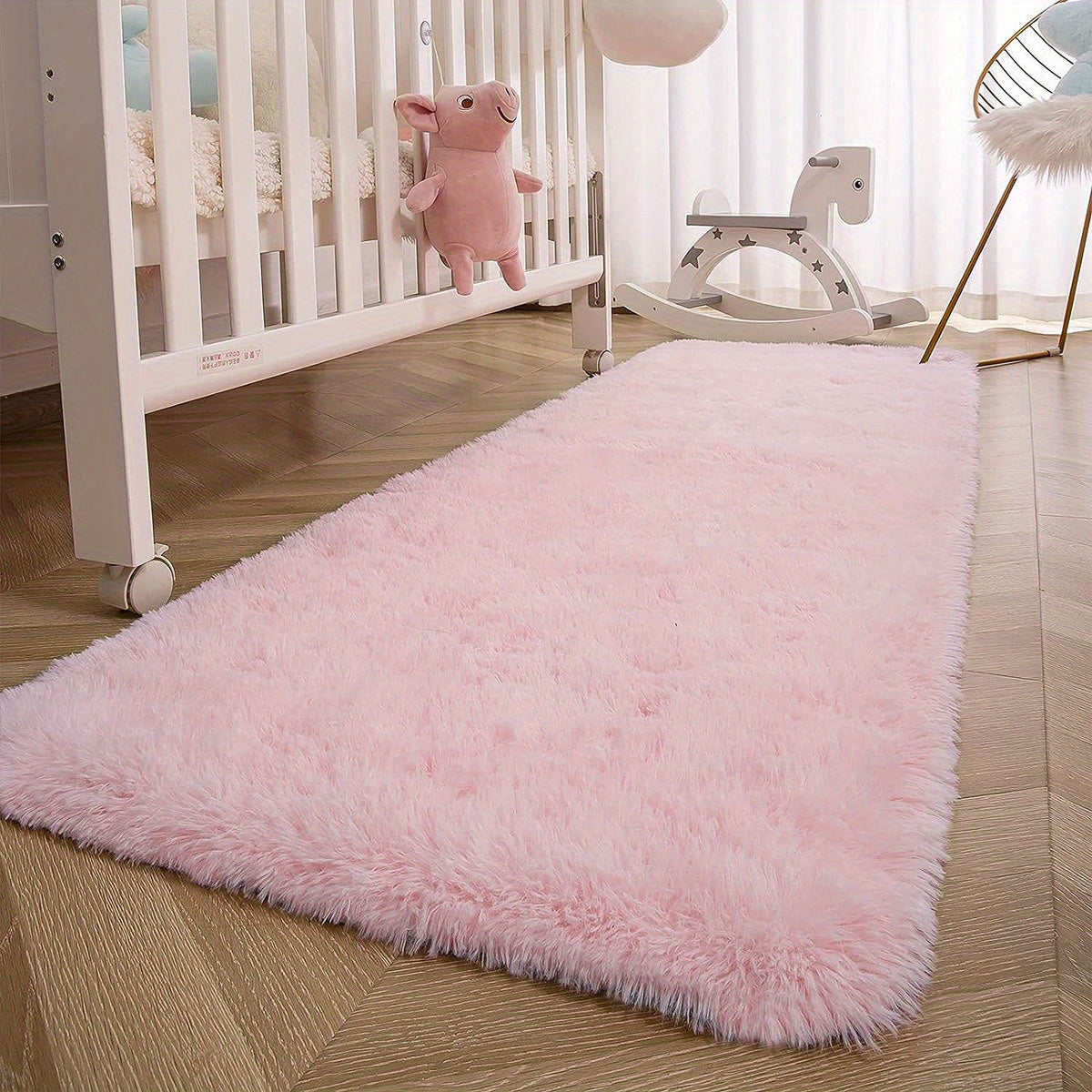 1-piece soft and fluffy girly pink plush area rug with tie dye design, perfect for living room, bedroom, entryway, or hallway. Non-slip large rug for added safety. Easy to care for, this shag rug adds a cozy touch to your home decor.