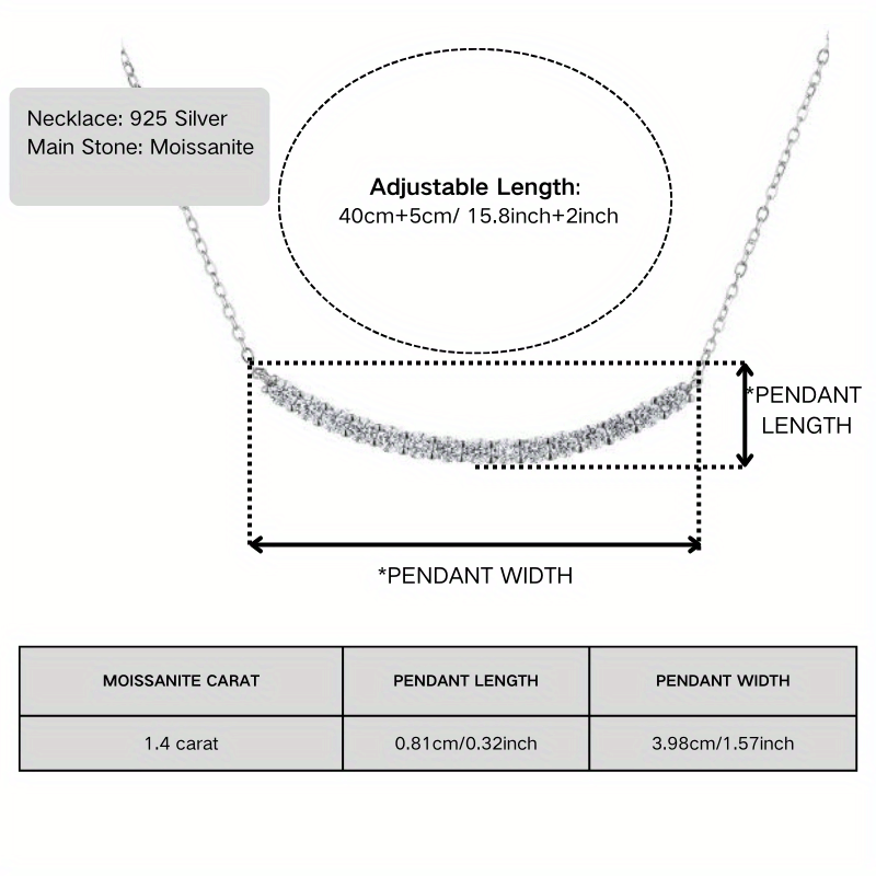Роскошное ожерелье из моиссанита 1,4 карата S925 серебристого цвета, идеальный подарок для особых людей, друзей, регулируемая длина, поставляется в подарочной коробке, этично добытая альтернатива алмаза