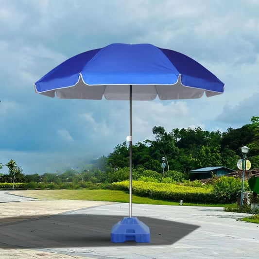 Adjustable extra-large portable sun umbrella with UV protection, perfect for outdoor use.made from durable Oxford fabric in blue color. Great for patio, garden, BBQ, poolside and market