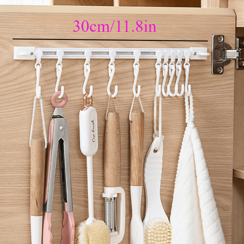 Durable Plastic Cabinet Door Organizer - Space-Saving Slide Hook Storage Rack for Kitchen & Home, No-Drill Installation Option