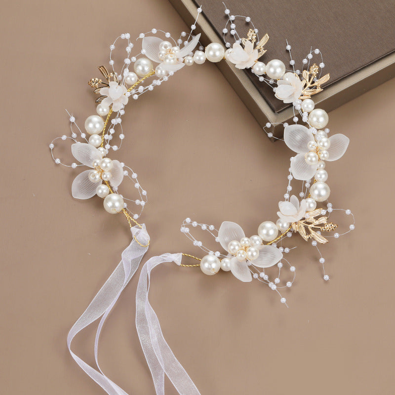 Elegant Floral Crown Headband with Tassel Detail for Women's Birthday, Performance, and Show.