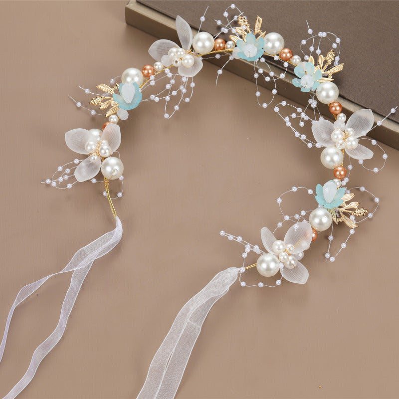 Elegant Floral Crown Headband with Tassel Detail for Women's Birthday, Performance, and Show.