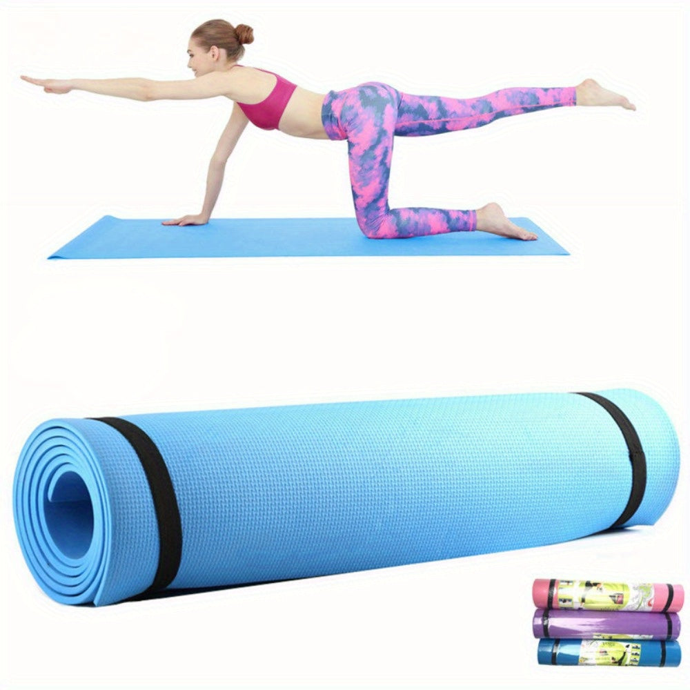 1 EVA yoga mat, 4mm thick, non-slip, moisture-proof, durable, and lightweight for home gym and yoga. Single pack, uncharged.