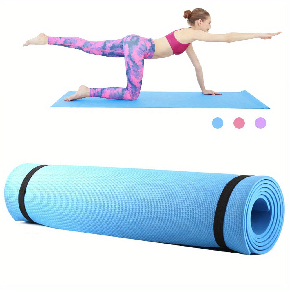 1 EVA yoga mat, 4mm thick, non-slip, moisture-proof, durable, and lightweight for home gym and yoga. Single pack, uncharged.