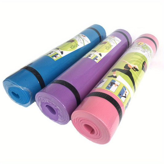 1 EVA yoga mat, 4mm thick, non-slip, moisture-proof, durable, and lightweight for home gym and yoga. Single pack, uncharged.