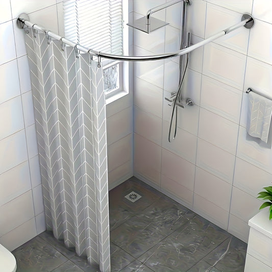 Adjustable stainless steel shower curtain rod, no drilling required. Durable and stylish, ideal for bathrooms and clothing stores. Makes for a perfect New Year's gift.