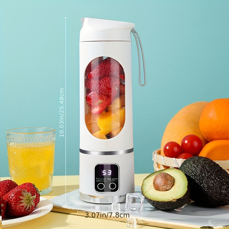 Introducing the AOCIWE Portable Blender with LED Display! This 15.22oz USB rechargeable blender is perfect for making smoothies and shakes on-the-go. Made with stainless steel and ABS material, this compact fresh juice mixer is a must-have for anyone