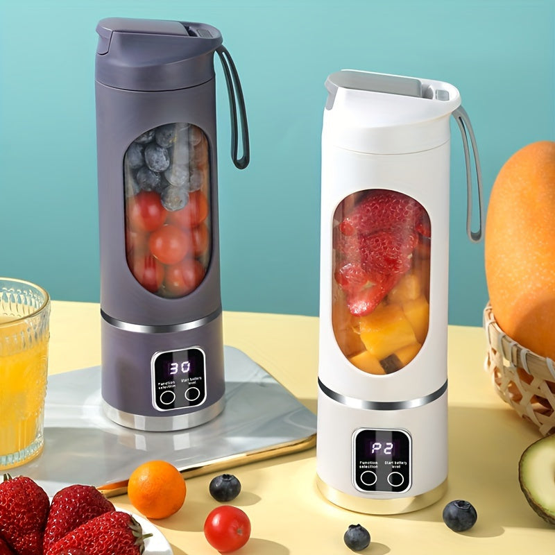 Introducing the AOCIWE Portable Blender with LED Display! This 15.22oz USB rechargeable blender is perfect for making smoothies and shakes on-the-go. Made with stainless steel and ABS material, this compact fresh juice mixer is a must-have for anyone