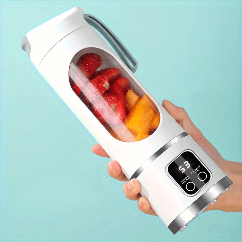 Introducing the AOCIWE Portable Blender with LED Display! This 15.22oz USB rechargeable blender is perfect for making smoothies and shakes on-the-go. Made with stainless steel and ABS material, this compact fresh juice mixer is a must-have for anyone