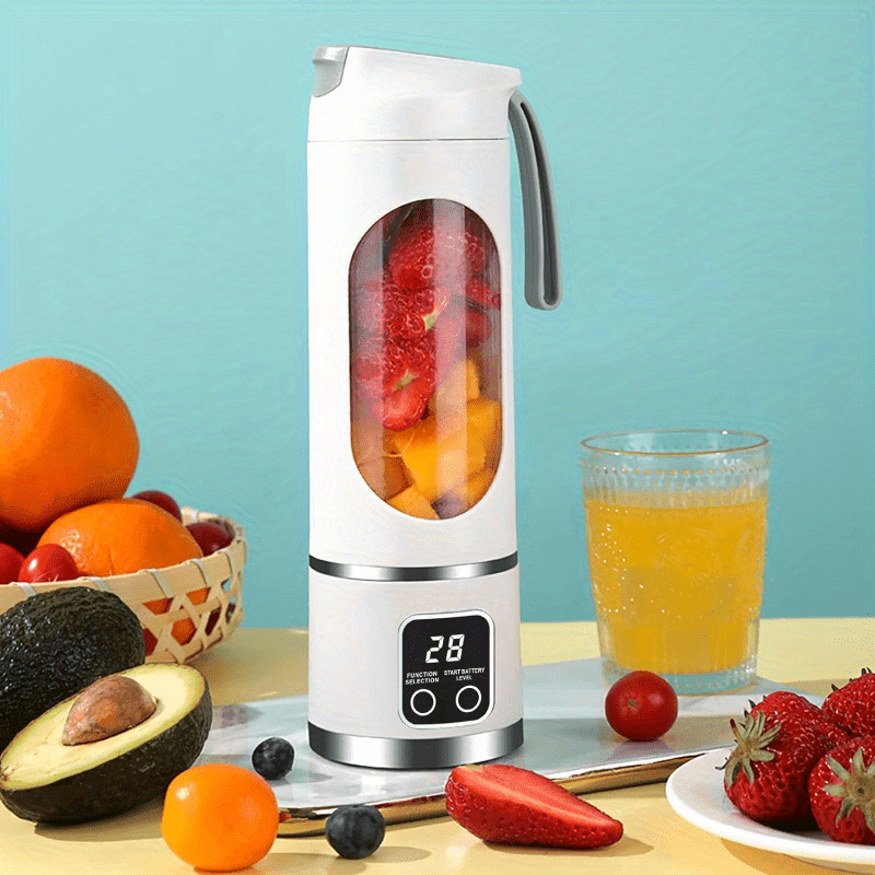 Introducing the AOCIWE Portable Blender with LED Display! This 15.22oz USB rechargeable blender is perfect for making smoothies and shakes on-the-go. Made with stainless steel and ABS material, this compact fresh juice mixer is a must-have for anyone