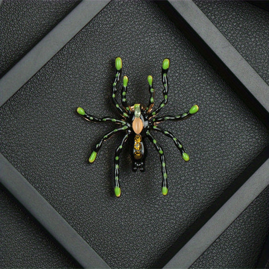 This sophisticated spider brooch with rhinestones is a timeless vintage-inspired accessory suitable for both men and women. Enhance your Halloween or everyday look with this elegant enamel pin, adding a creative touch to your coat or outfit.