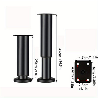 Телескопическая стальная ножка для мебели с регулируемой высотой — прочный опорный кронштейн для кроватей, диванов и журнальных столиков, простая установка с помощью прилагаемых винтов, доступна в черном или белом цвете
