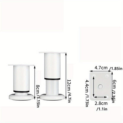 Телескопическая стальная ножка для мебели с регулируемой высотой — прочный опорный кронштейн для кроватей, диванов и журнальных столиков, простая установка с помощью прилагаемых винтов, доступна в черном или белом цвете