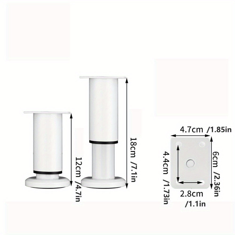 Телескопическая стальная ножка для мебели с регулируемой высотой — прочный опорный кронштейн для кроватей, диванов и журнальных столиков, простая установка с помощью прилагаемых винтов, доступна в черном или белом цвете