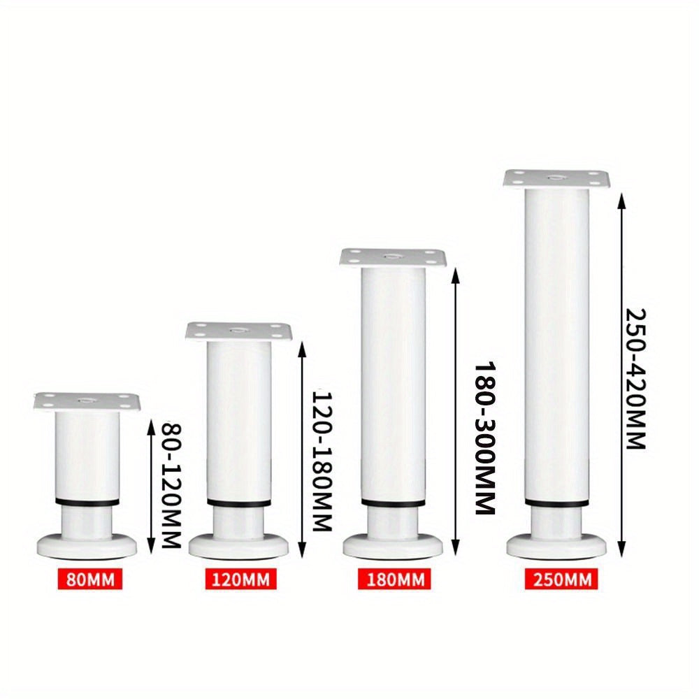 Телескопическая стальная ножка для мебели с регулируемой высотой — прочный опорный кронштейн для кроватей, диванов и журнальных столиков, простая установка с помощью прилагаемых винтов, доступна в черном или белом цвете
