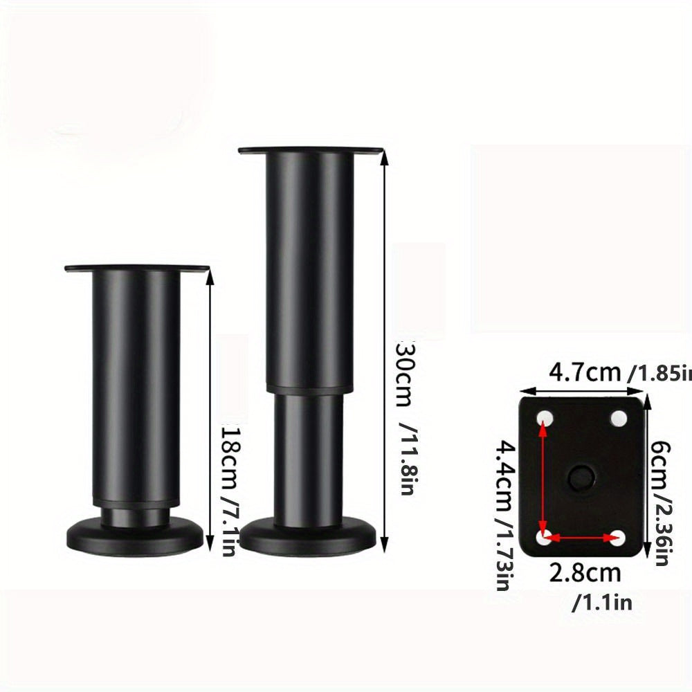 Телескопическая стальная ножка для мебели с регулируемой высотой — прочный опорный кронштейн для кроватей, диванов и журнальных столиков, простая установка с помощью прилагаемых винтов, доступна в черном или белом цвете