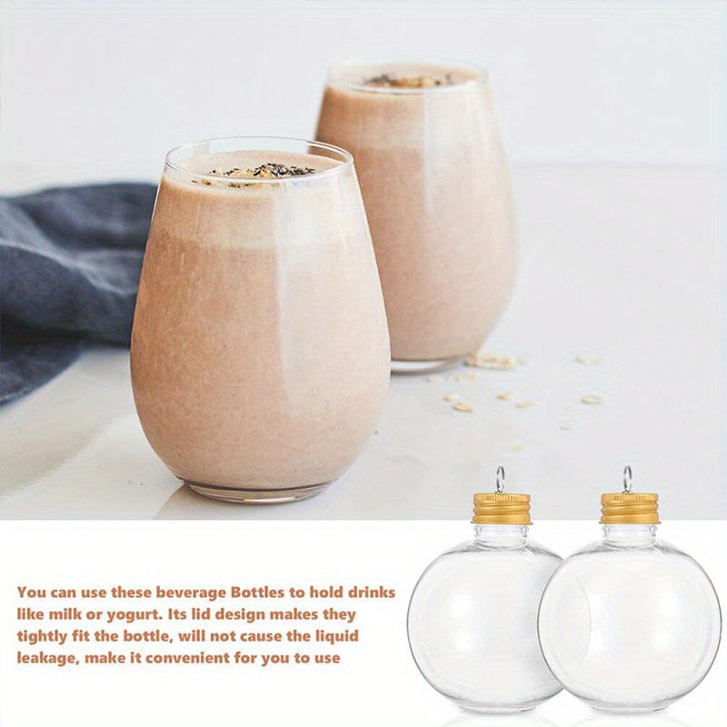 10 Christmas ball light bulb-shaped round ball bottles with golden hanging ring covers, for gift packaging and holiday decoration.