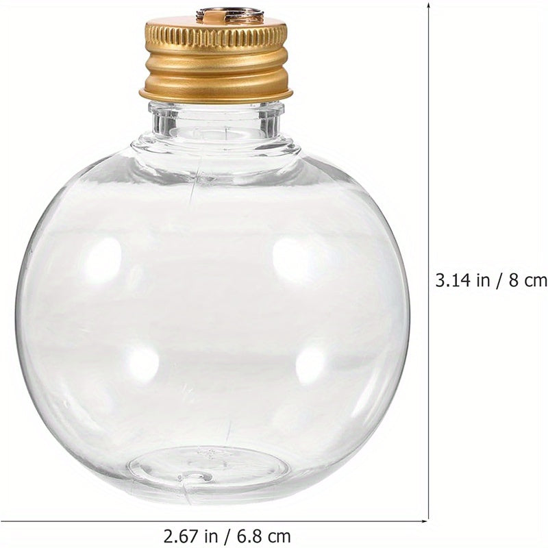 10 Christmas ball light bulb-shaped round ball bottles with golden hanging ring covers, for gift packaging and holiday decoration.