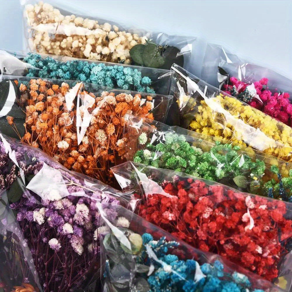 Dried flowers craft kit for epoxy resin, ideal for adults and teens (14+). Mixed natural preserved flowers for art projects. Random color selection, non-toxic. 1 bag.