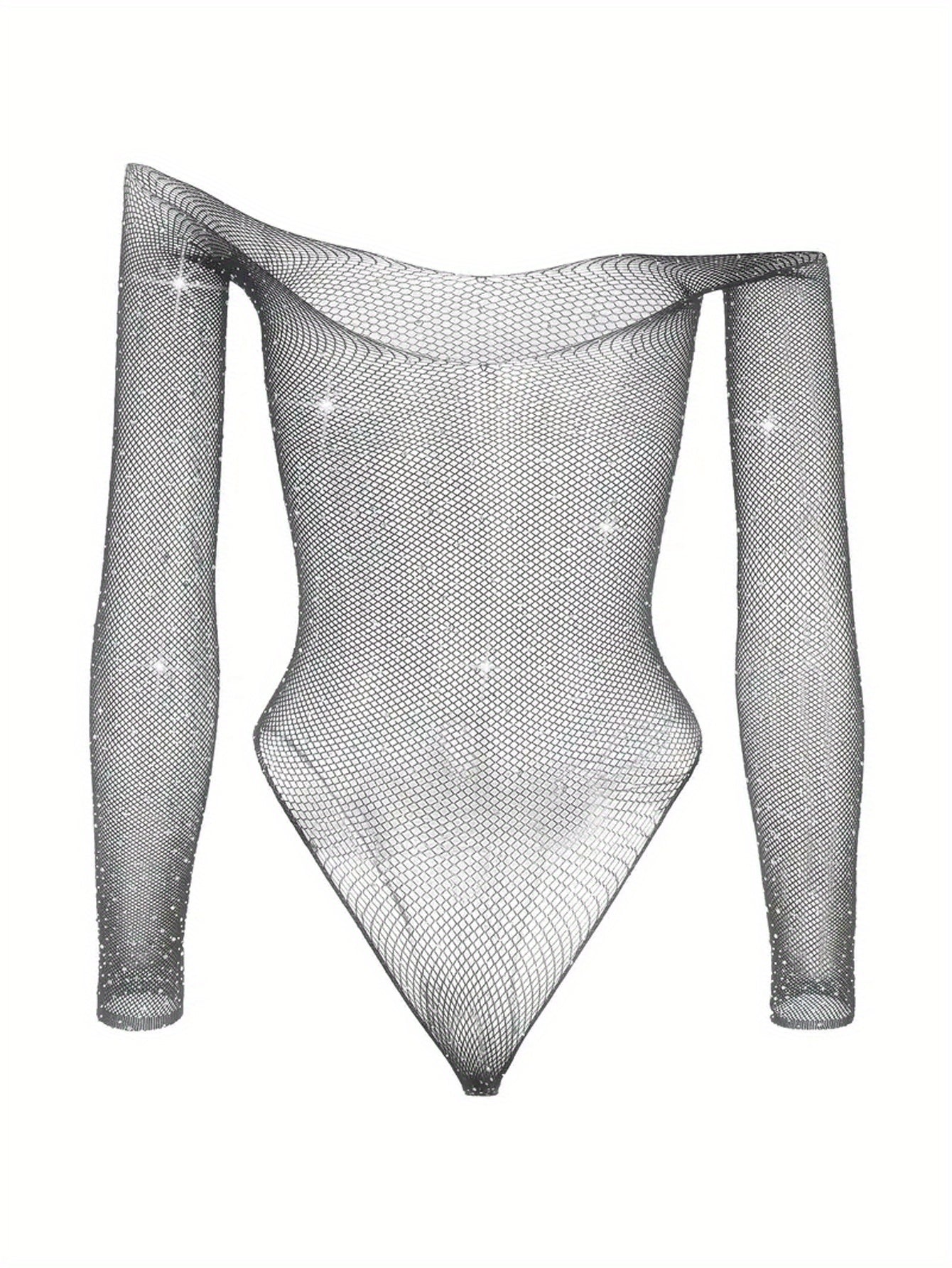 Rhinestone bodysuit for women without lingerie or underpants, featuring a stylish charm design.