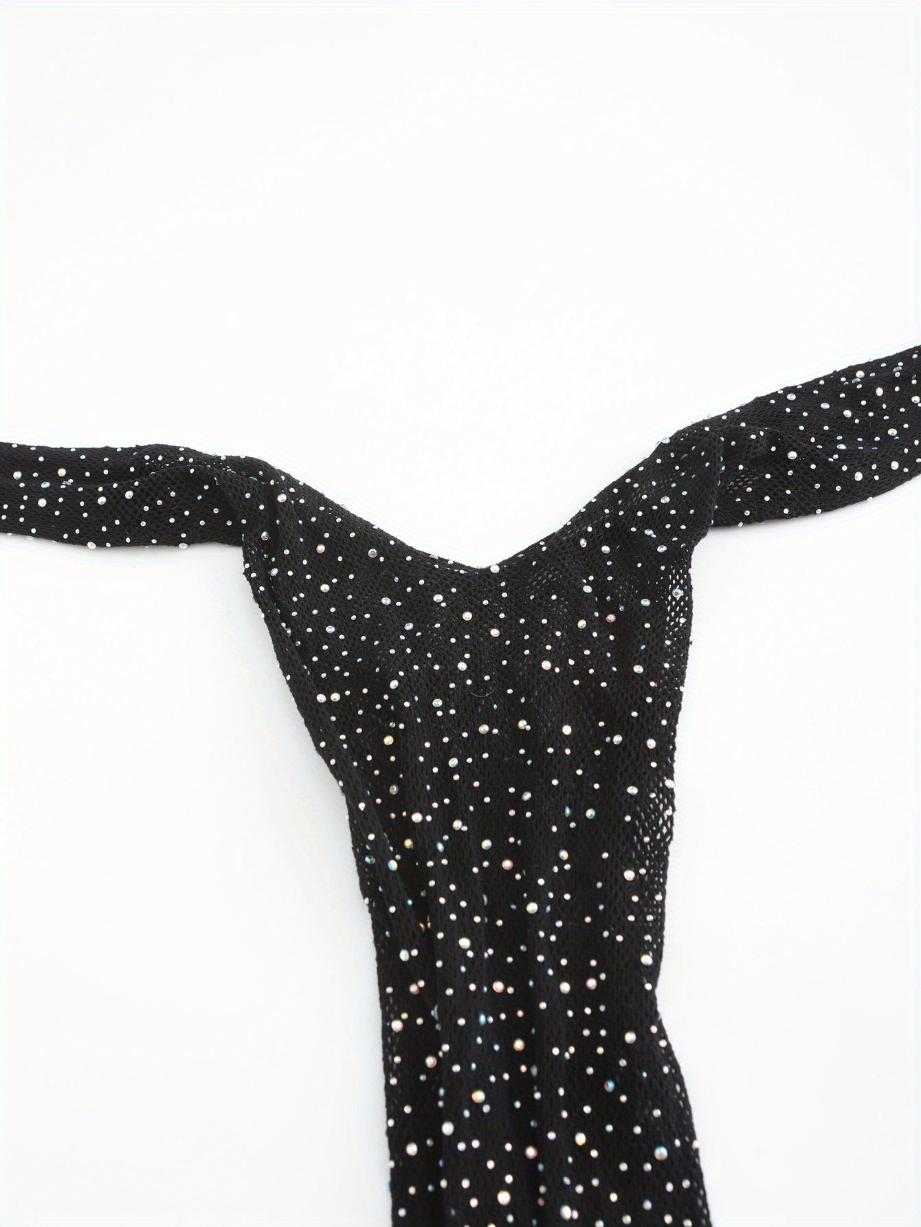 Rhinestone bodysuit for women without lingerie or underpants, featuring a stylish charm design.